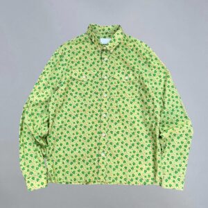 Yellow Floral Pattern Long Sleeve Button Up Shirt