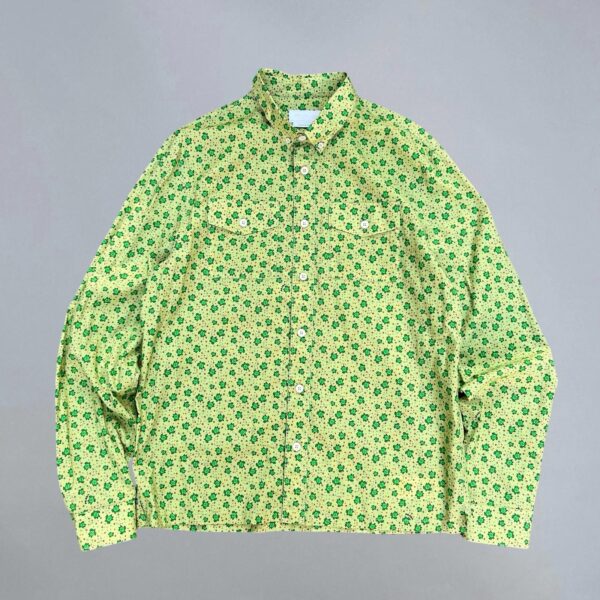 Yellow Floral Pattern Long Sleeve Button Up Shirt