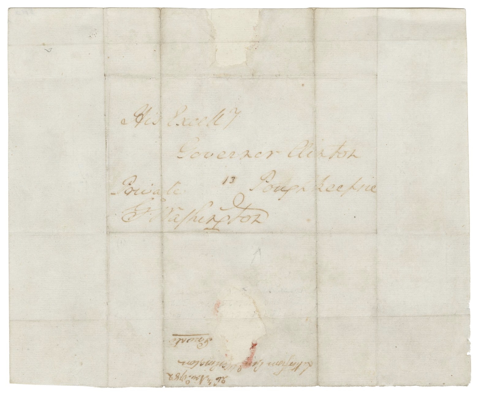 Lot 2: George Washington free frank signed envelope panel addressed to Governor George Clinton, 1782