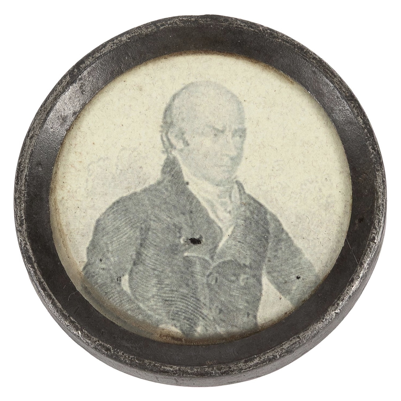 Lot 24: Rare pewter-rim portrait of John Quincy Adams, circa 1824-1828