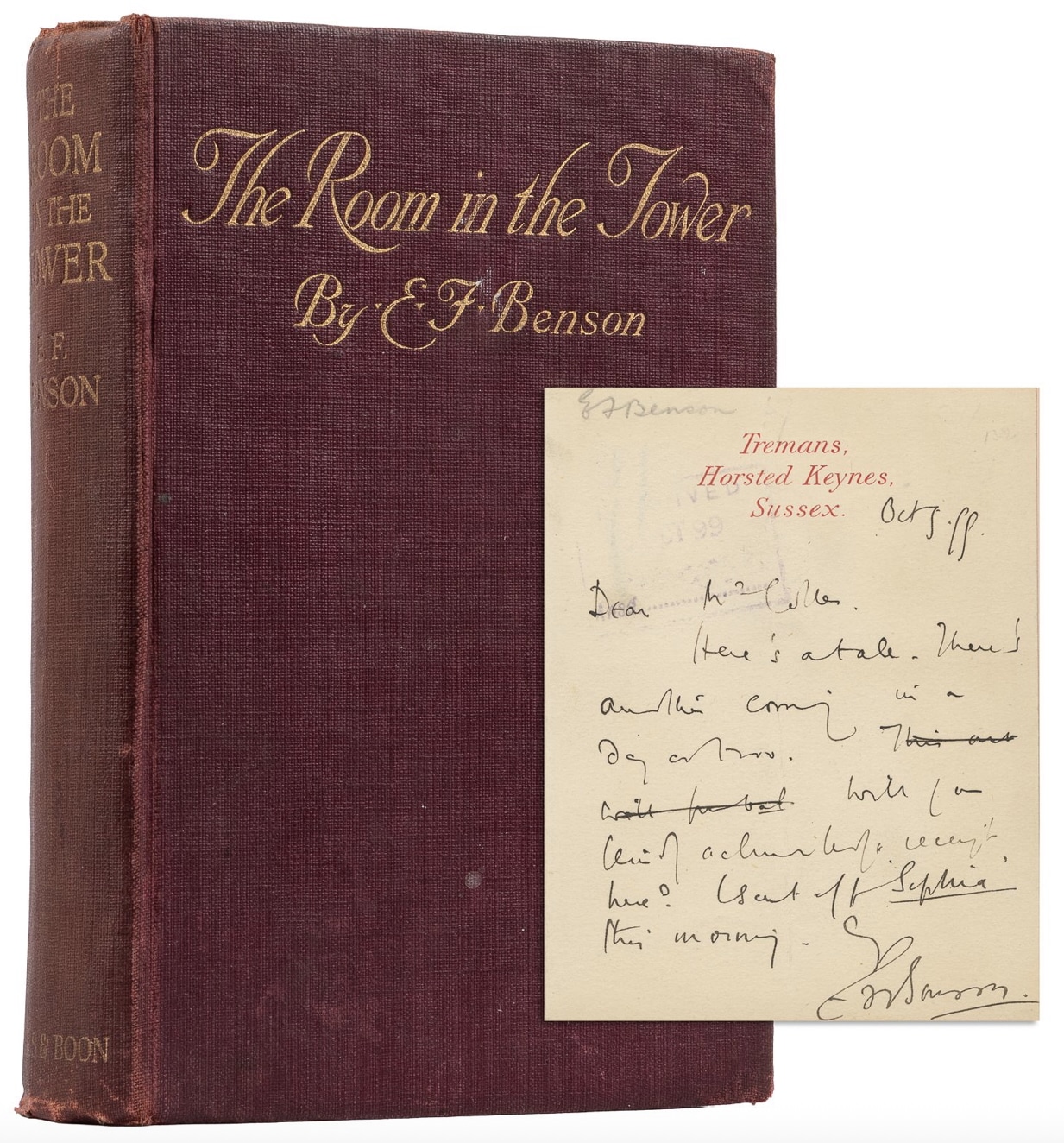 Lot 6: First edition, first printing of E.F. Benson's The Room in the Tower and Other Stories (1912)