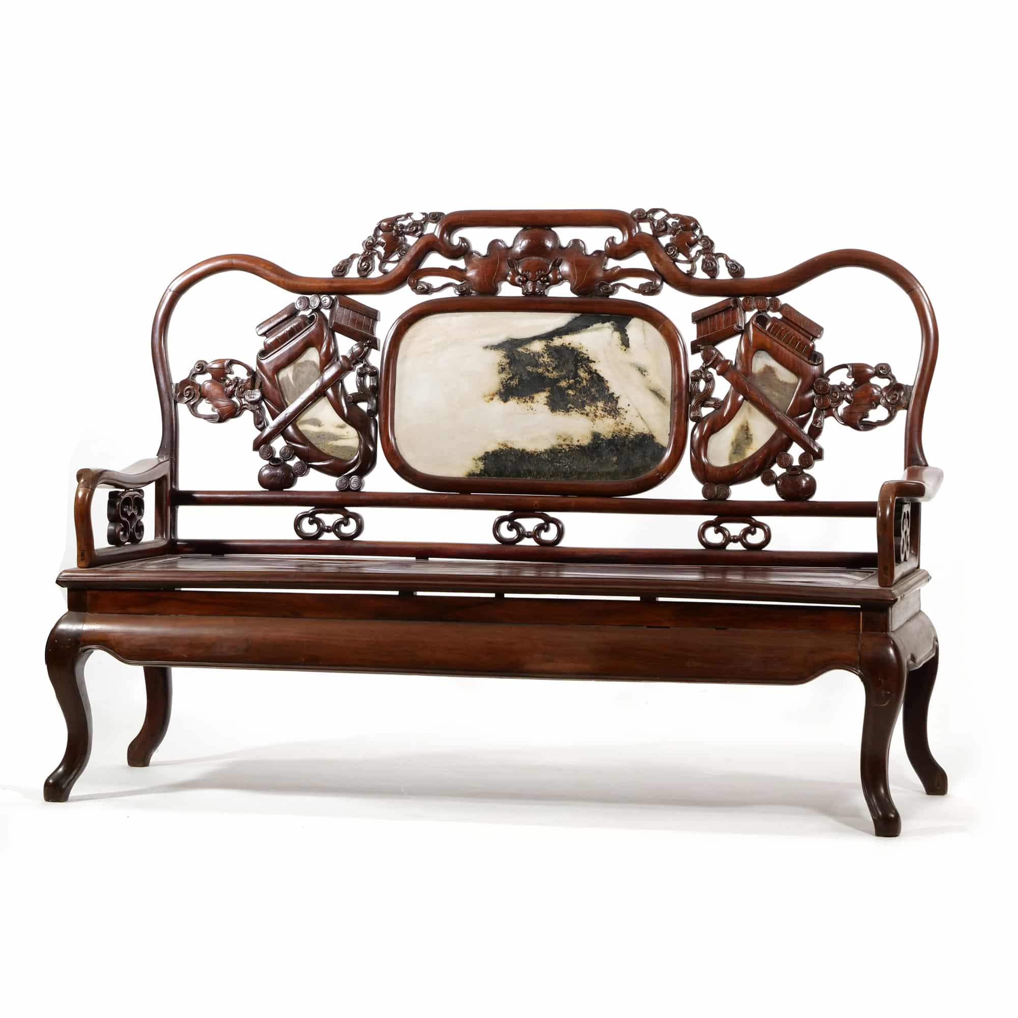 Chinese carved settee