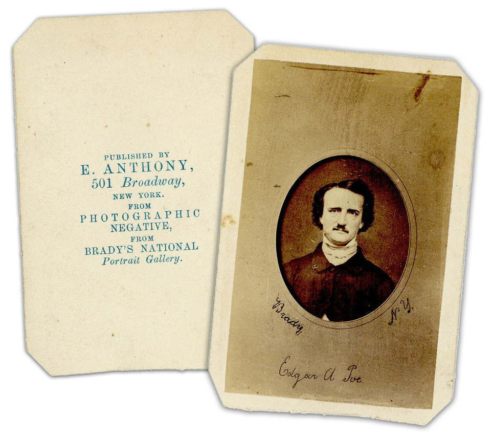 Edgar Allan Poe carte de visite, the Ultima Thule portrait, circa early 1860s