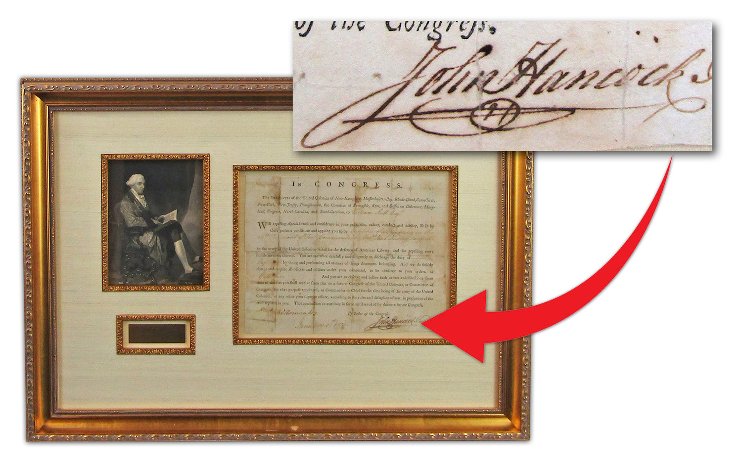 John Hancock signed document dated January 1, 1776