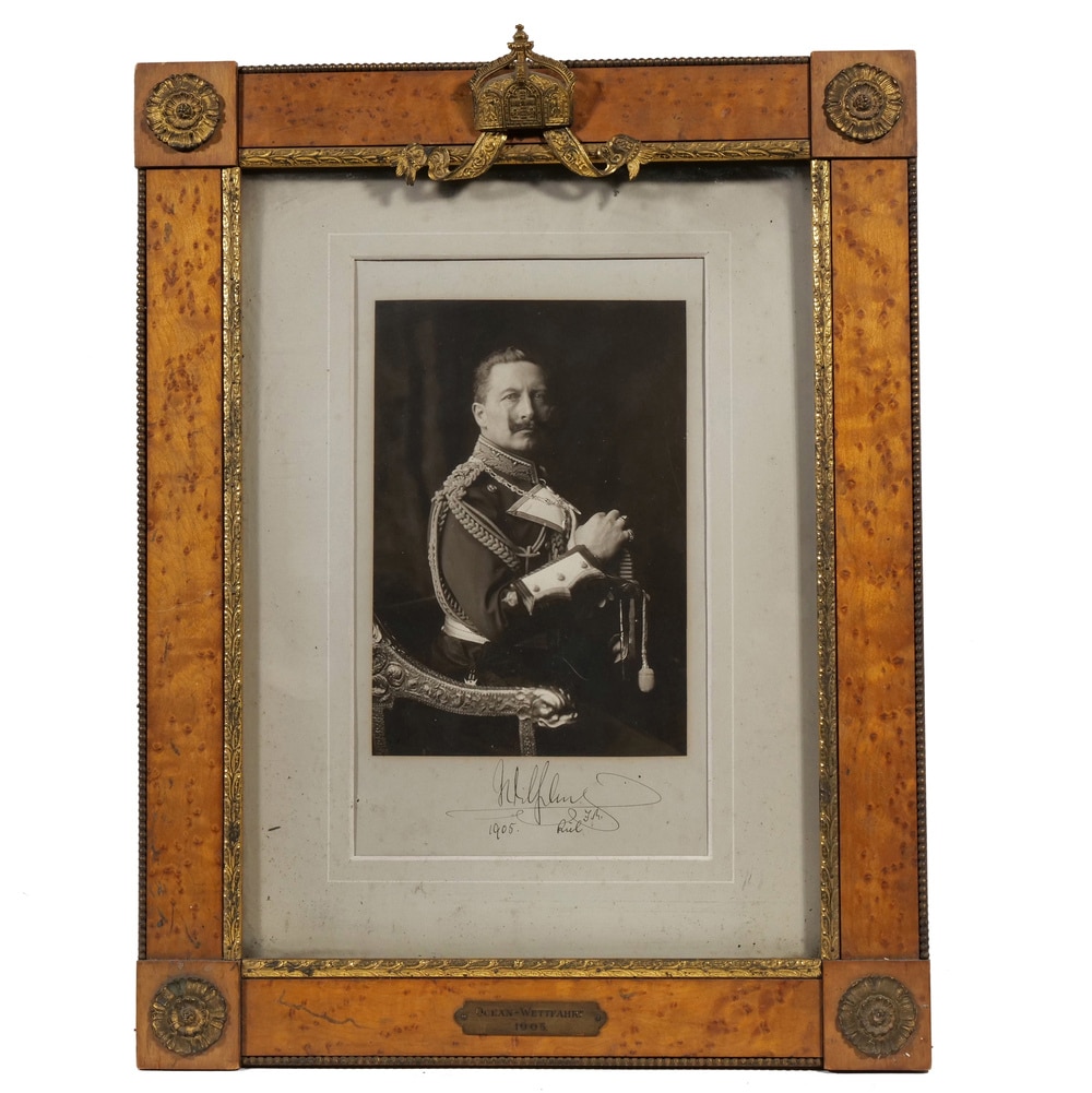 Photographic portrait of Kaiser Wilhelm II in admiral's uniform, signed and dated 1905