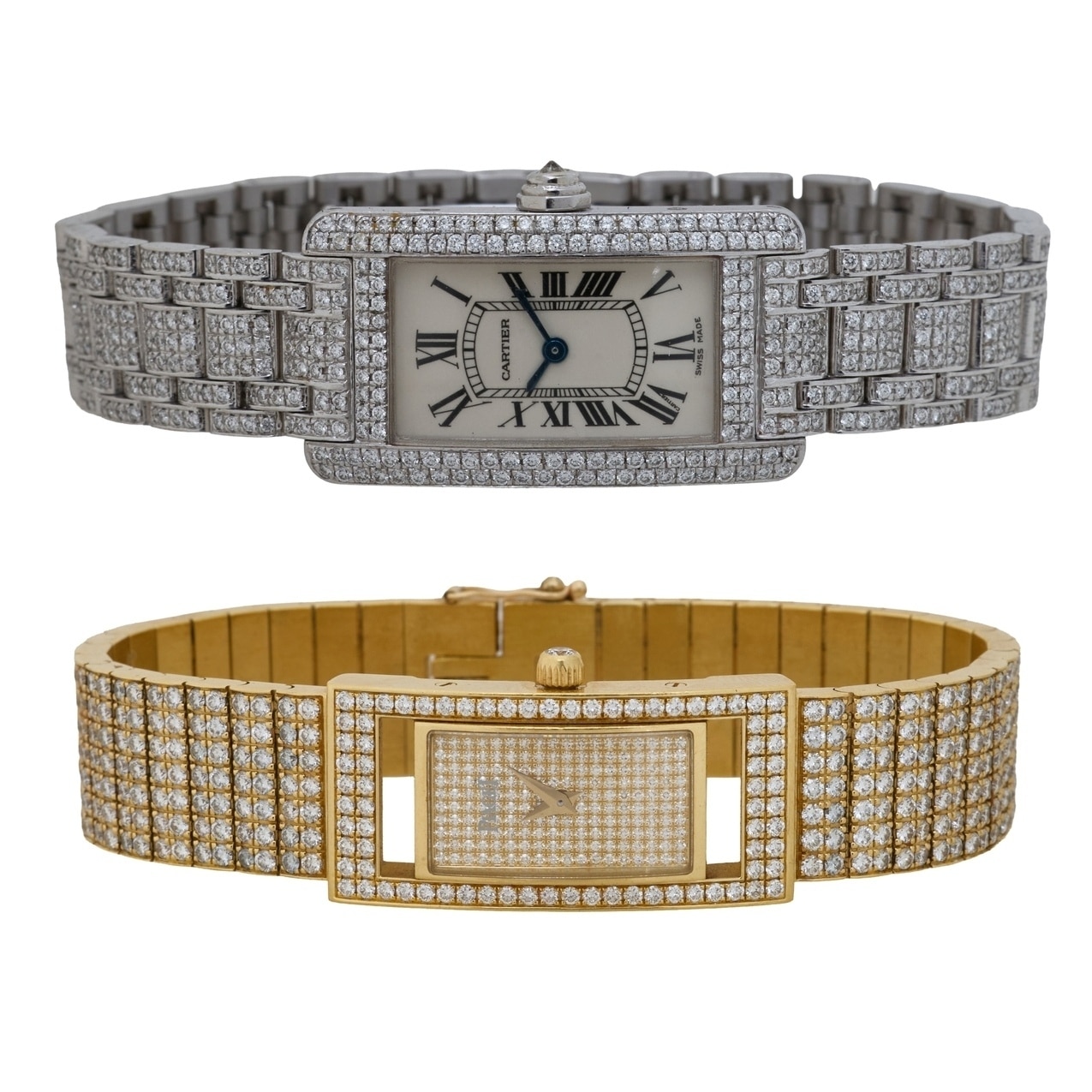 Cartier Tank Américaine and Piaget Classique ladies' wristwatches
