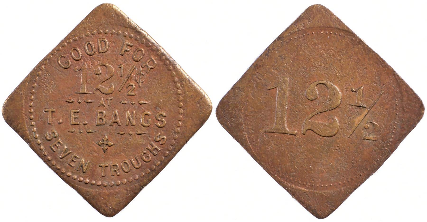 Lot 285: Springer and Bangs saloon token, Seven Troughs, Nevada