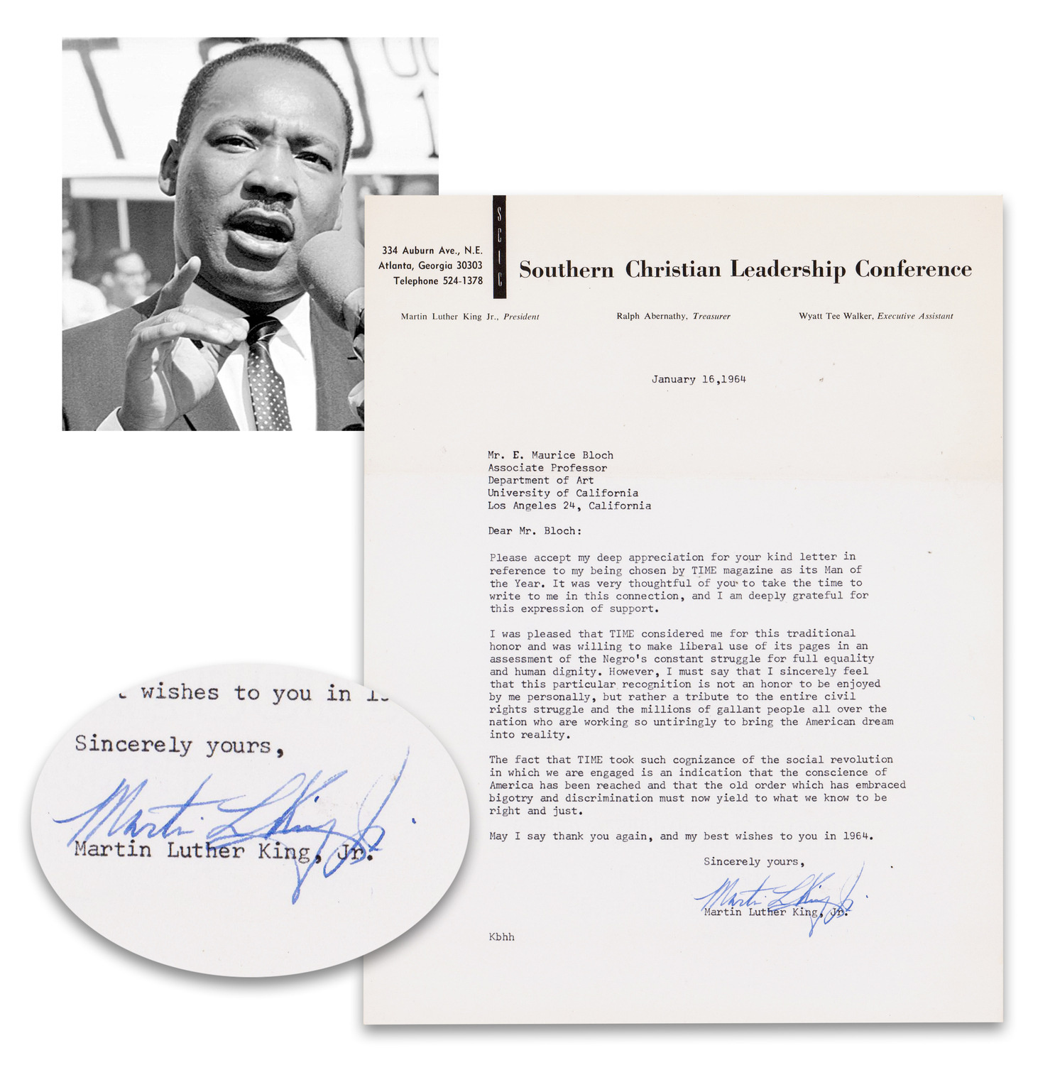 Martin Luther King Jr. typed letter signed, January 16, 1964