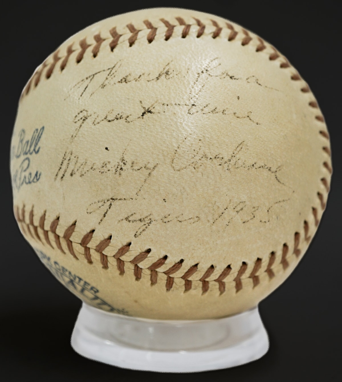Mickey Cochrane signed ball