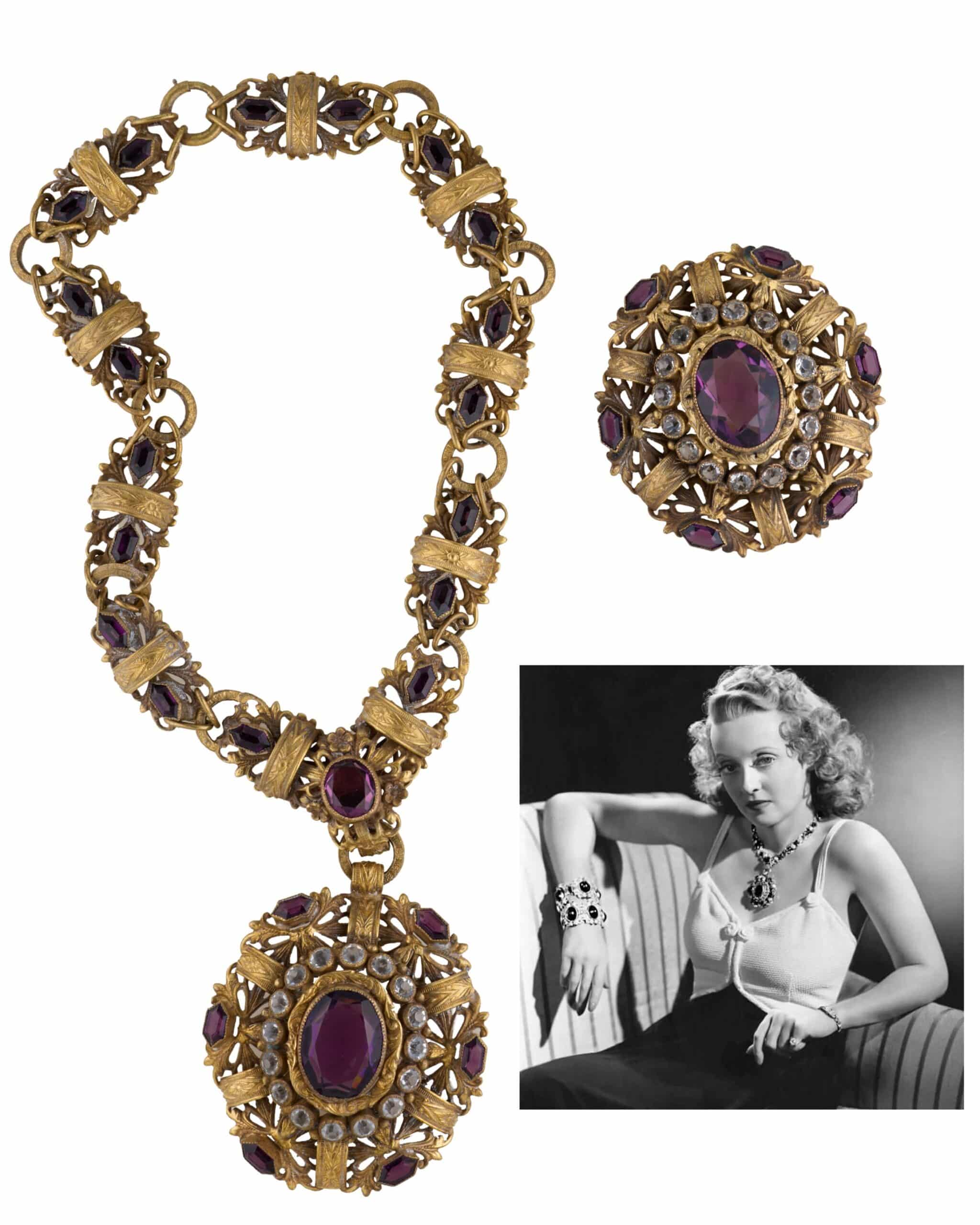 Joseff of Hollywood two-piece pendant jewelry set, circa 1937-1940