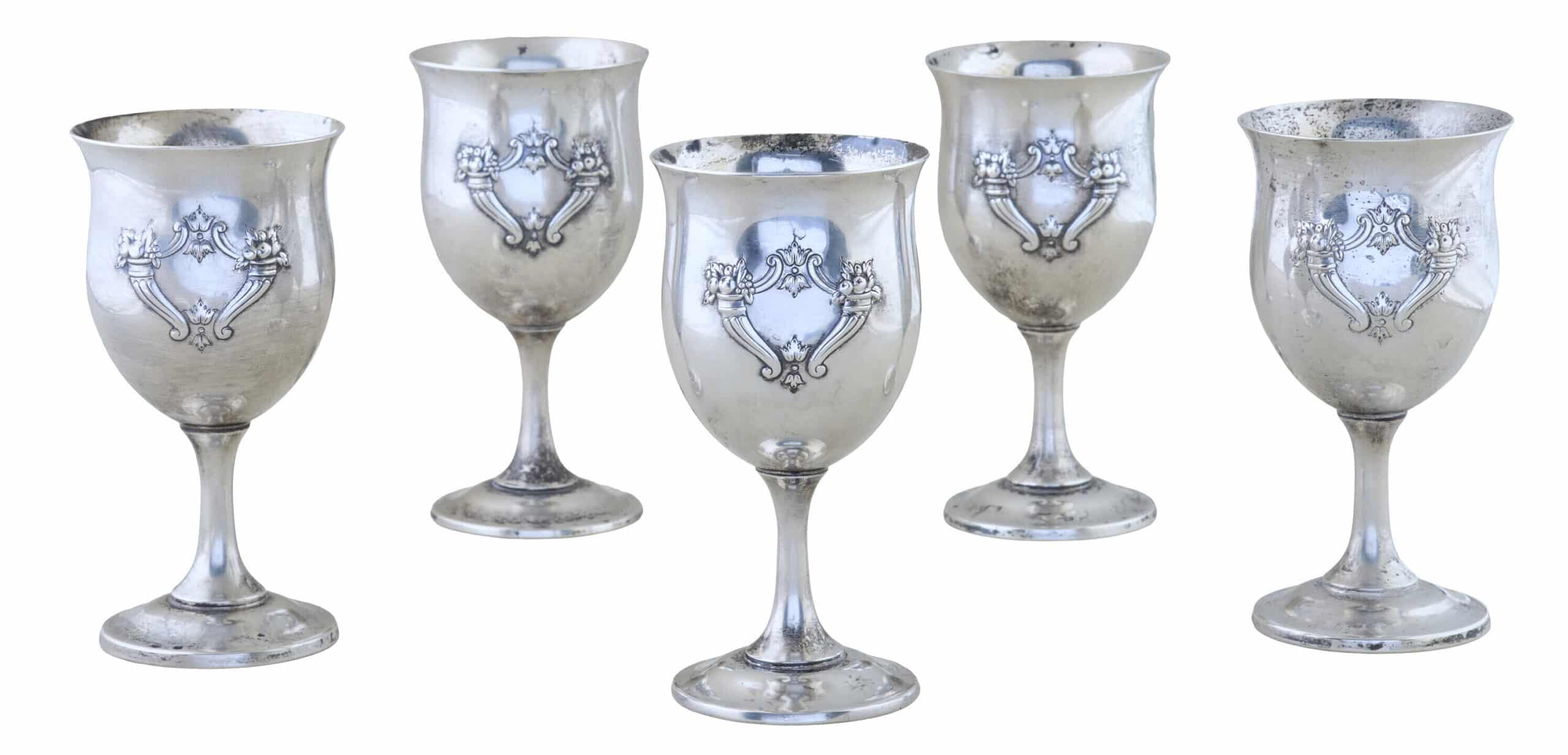 Set of five Francis I sterling silver goblets by Reed and Barton, 1955